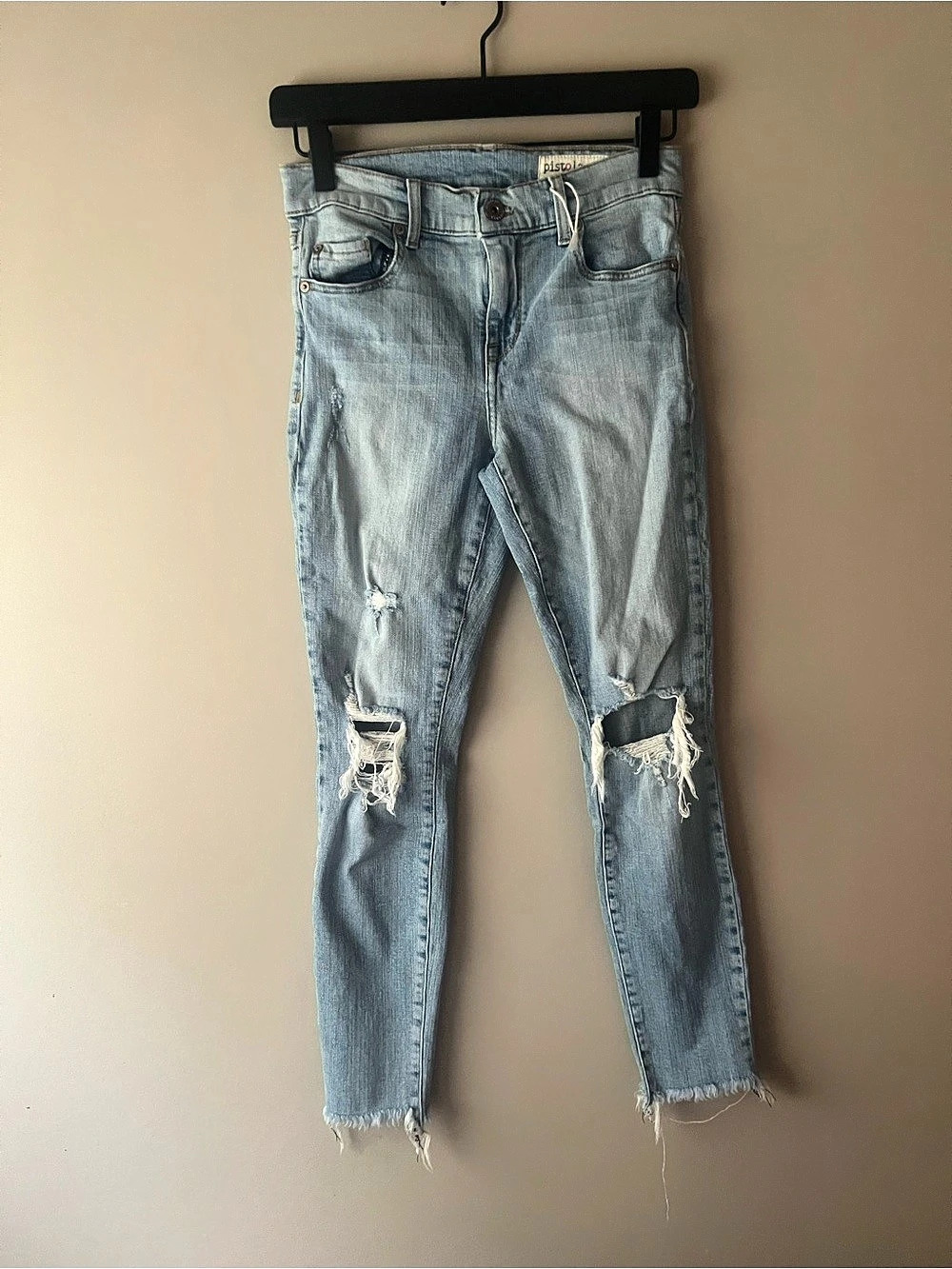Pistola Skinny Jeans Distressed Blue Waist 27
